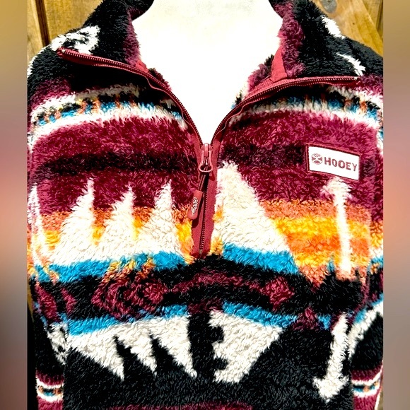 EUC Hooey Brand Aztec Patterned Fleece Pullover Top Sz L - Picture 11 of 16